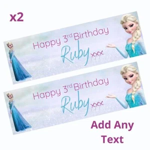 2x Personalised Disney ELSA Frozen Birthday Banner LARGE Kids Party Poster - Picture 1 of 2