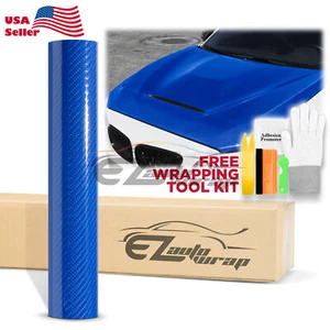 7D Carbon Fiber Intense Blue High Gloss Auto Vinyl Wrap Sticker Sheet Film Decal - Picture 1 of 12