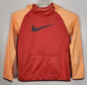 Nike Dri Fit Unisex Kid Child Size Large Orange Hoodie Long Thumb Sleeve Pocket - Picture 1 of 3
