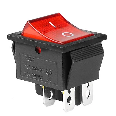 INTERRUTTORE A BILANCIERE BIPOLARE 125V - 250V 20A/16A ON-OFF  ROSSO LUMINOSO - Image 1 of 3