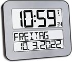 TFA Dostmann Timeline Max vezeték nélküli óra, falióra, digitális, hétköznappal és ébresztő funkcióval