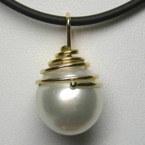 16mm!! WHITE SOUTH SEA PEARL 100% UNTREATED +18ct SOLID YELLOW GOLD PENDANT+CERT - Picture 1 of 1