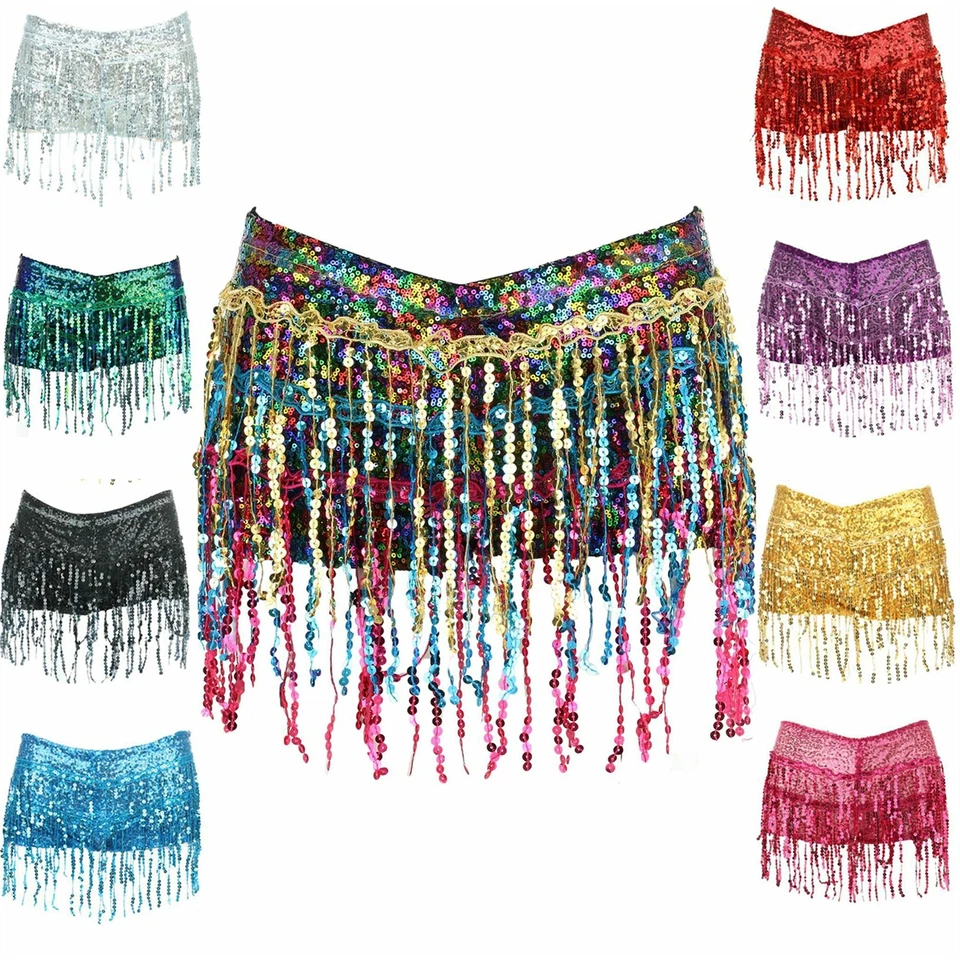 FIREFLY SEQUIN TASSEL HOT PANTS SHORTS FESTIVAL COSTUME SKORTS SKATER BELLY DANCE