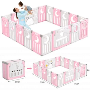 18 Panels Kinder Baby Laufgitter Draussen Krabbelgitter Kindersicherheitszaun - Bild 1 von 8