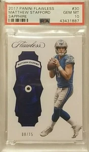 Panini Flawless Matthew Stafford Detroit Lions Sapphire 2017 8/15 PSA 10 - Imagen 1 de 2