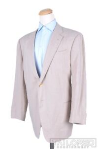 ARMANI COLLEZIONI Solid Beige LINEN Mens Blazer Sport Coat Jacket - 46 L