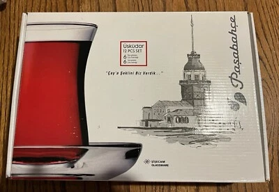 Juego de té turco 6 vasos 6 platillos Pasabahce Estambul Foto 1 de 4