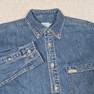 Camisa vaquera vintage con botones Calvin Klein Jeans para hombre talla pequeña manga larga - Imagen 1 de 9