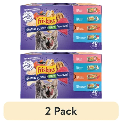 (2 Pack) Purina Friskies Seafood & Chicken Pate Wet Cat Food, 5.5 oz, 40 cans - Image 1 of 4