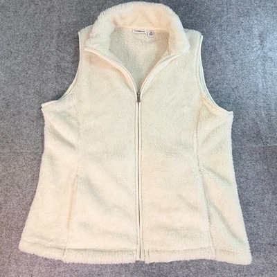 Croft & Barrow Womens Cream Fleece Zip Up Vest Size Medium Cozy So Winter Mft - Image 1 of 4