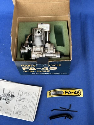 Vintage Saito FA-45 RC Model Airplane Glow Engine Muffler Box Instruc 4 Stroke - Image 1 of 4