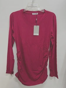 Small Show Maternity Long Sleeve Top, 3 Pack, Red, Green, Black, Medium - Picture 1 of 6