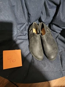 Bota mural artesanal Clarks talla 7 M botines negros cremallera lateral para mujer gamuza - Imagen 1 de 7