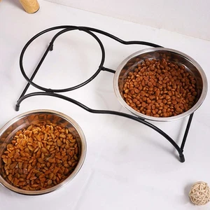 Metal Stand for Pet Dishes Cat Bowl Holder Elevated Sturdy Iron Feeding Station - Picture 1 of 7