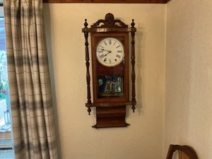 Beautiful Antique wall Clock, Heavily Inlaid Walnut Case C1890 £100 No Offers - Picture 1 of 4