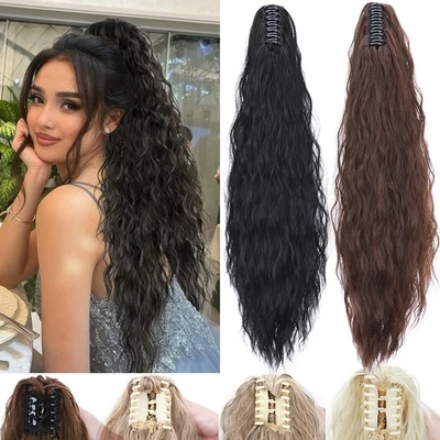 Super Thick Kinky Curly Wavy Black Afro Claw Ponytail as Human Hair Extensions - Image 1 of 4