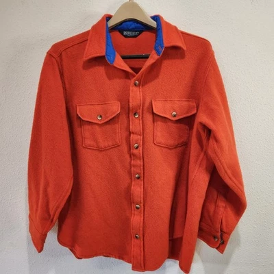 VTG LANDS’ END Men’s XL Red Wool Button Up Shirt Jacket “Shacket” - Image 1 of 4