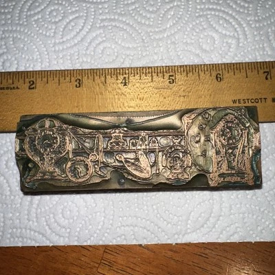 Printing Block ( Room Full of Clocks & Pocket Watches ) Copper Face Block - Image 1 of 4