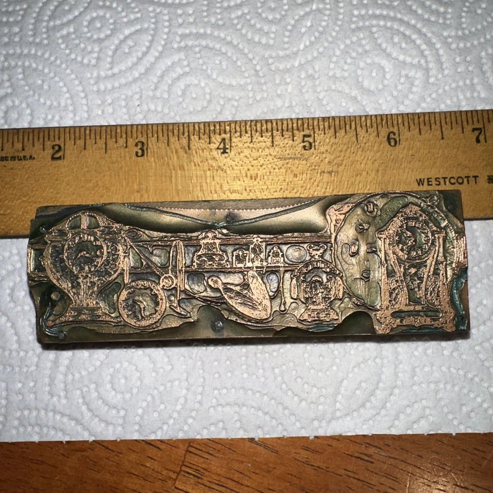 Printing Block ( Room Full of Clocks & Pocket Watches ) Copper Face Block - Image 1 of 4
