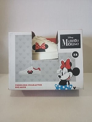 Toddler Size 12 Disney Mickey Minnie Mouse Sneakers Shoes White Red Bow  - Image 1 of 2