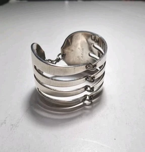 Vintage Fork Cuff Art Bracelet Signed Sterlingsilver 2.80oz - Picture 1 of 9