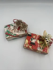 Blocchi avvolti vintage fatti a mano decorazione per piccolo albero di Natale - Foto 1 di 6