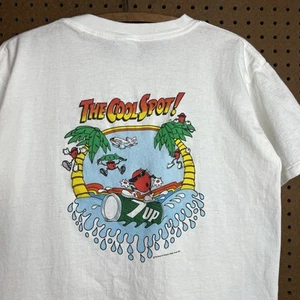 Vintage 7 UP Shirt Mens Large White 80s 90s Single Stitch Snack Drink Soda Pop - Picture 1 of 10