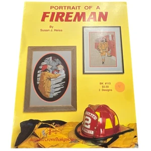 Portrait Of A Fireman Cross Stitch Pattern Chart Book #115 Jeanette Crews 1990 - Picture 1 of 6