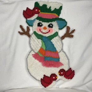 Vintage Weihnachten Schneemann Kunststoff Leinwand hängende Wand Tür Dekor Urlaub 16,5" - Bild 1 von 7