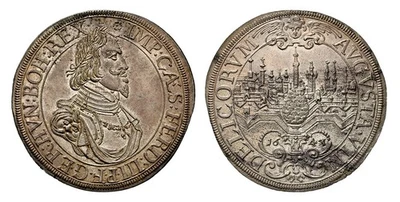 ESTADOS ALEMANES. Augsburgo. Thaler 1643/2 AR. NGC MS62.  KM 77; Dav.-5039 Foto 1 de 3