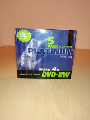 Platinum DVD-RW 4,7GB Rewritable 4x beschreibbar im Slimcase (5Stück) - Bild 1 von 2
