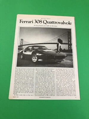 1983 1984 FERRARI 308 QUATTROVALVOLE ORIGINAL VINTAGE PRINT AD ROAD TEST 5 PAGE - Image 1 of 4