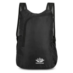 Nylon Camping Backpack Waterproof Foldable for Outdoor Activities (Black) - Picture 1 of 4