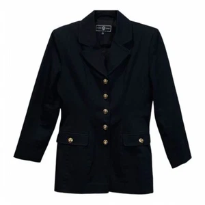 St. John Sport Schwarzer Twill Baumwollblazer Gold, Beschläge Größe Klein - Bild 1 von 8