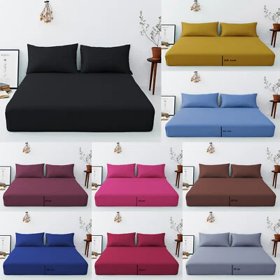 SITARA TRADING LIMITED Deep Fitted 25cm Bed Sheets & Pillow Cases,Single Double King Super King Size