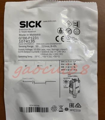 Original SICK GTB6-P1231 1074135 Photoelectric Sensor NEW 1PC 3months warranty - Image 1 of 2