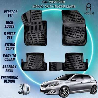 Alfombrillas Coche Personalizadas Para Peugeot 308 2013-2021 TPE Goma Todo Clima Forros 3D Foto 1 de 4
