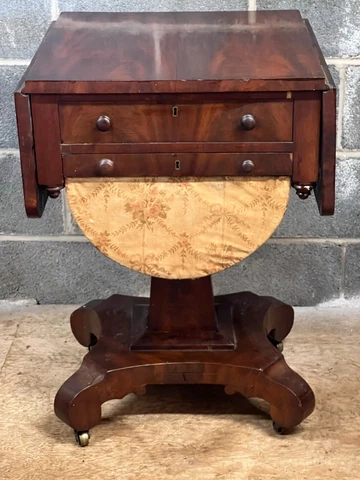 fine 1830s empire sewing table with belly drawer stand basket nice mahogany Cover