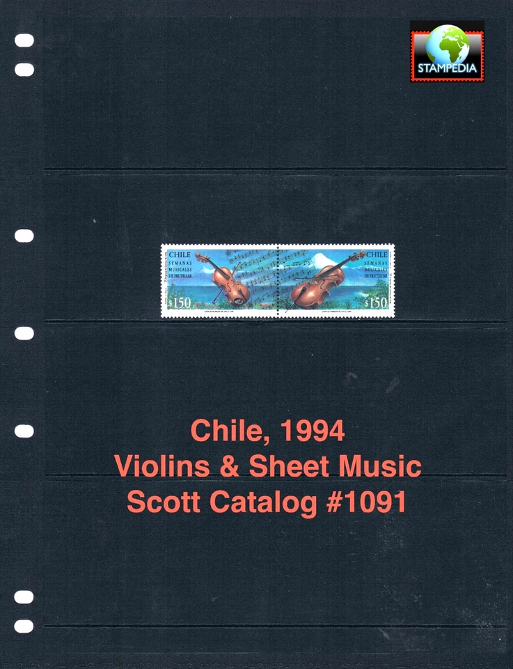 $3,75 Scott значение - 1994 CHILE скрипки классические музыкальные инструменты CV MNH NH UMM - Изображение 1 из 4