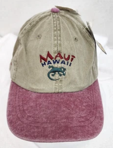 VINTAGE Maui Hawaii Hat Cap Leather Strap Back Ahead Headgear NWT - Picture 1 of 13