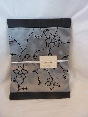 Palace Silver & Black Floral Buds Fabric Shower Curtain 72" x 72" NIP - Image 1 of 3