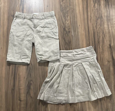 GIRLS Childrens Place KHAKI PLEATED UNIFORM SKIRT/ SHORTS SIZE 8 ~ LOT OF 2 - Изображение 1 из 4