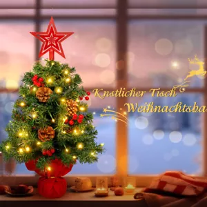 Künstlicher LED Weihnachtsbaum Tannenbaum Beleuchtet Geschmückt Christbaum 60 cm - Bild 1 von 18