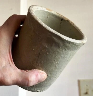 Crude cream colored stoneware crock, 5 inches tall - Image 1 of 4