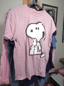 PEANUTS PINK SHORT SLEEVE SNOOPY COTTON BLEND T-SHIRT LARGE - Picture 1 of 2