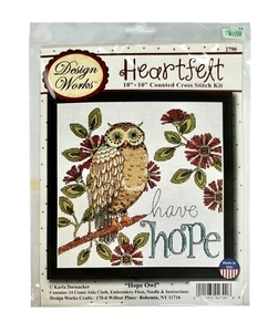 Kit de muestreo de punto de cruz contado Design Works Have Hope Owl NUEVO paquete sellado - Imagen 1 de 4