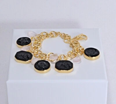 TAGLIAMONTE BRACCIALE IN ARGENTO 925 CIONDOLI DI ONICE INCISI            TGN 985 - Immagine 1 di 3