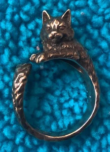 Detailed Cat Ring 925 Sterling Silver Size 8 - Picture 1 of 4