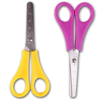 JUEGO DE TIJERAS DE SEGURIDAD 2 piezas Regla de arte/artesanía para niños/niños punta redonda papel/tarjeta de corte