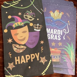 12 Pack Mardi Gras Gift Bag Set With Stickers  - Picture 1 of 5